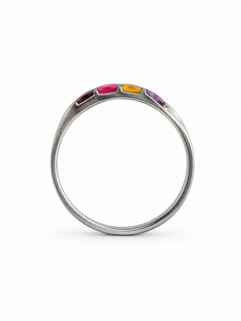 Multicolor Opal Inlay and Sterling Silver Native Handmade Ring (Size 8) - NEW - Picture 5 of 7